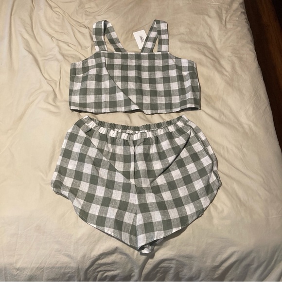 Vitamin A Tallows Crop & Short Green Checkered Set - Picture 2 of 7